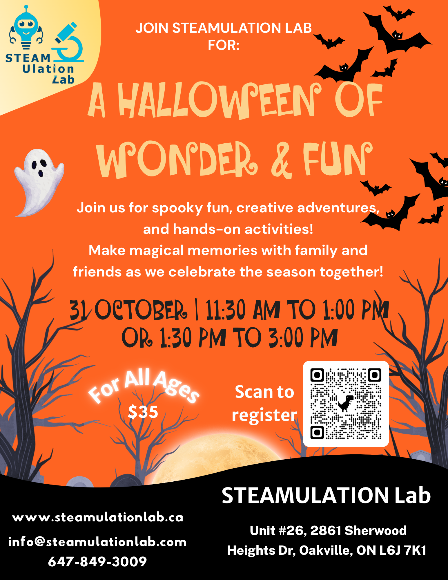 🎃 A Halloween of Wonder & Fun!  October 31 | STEAMULATION Lab, Oakville