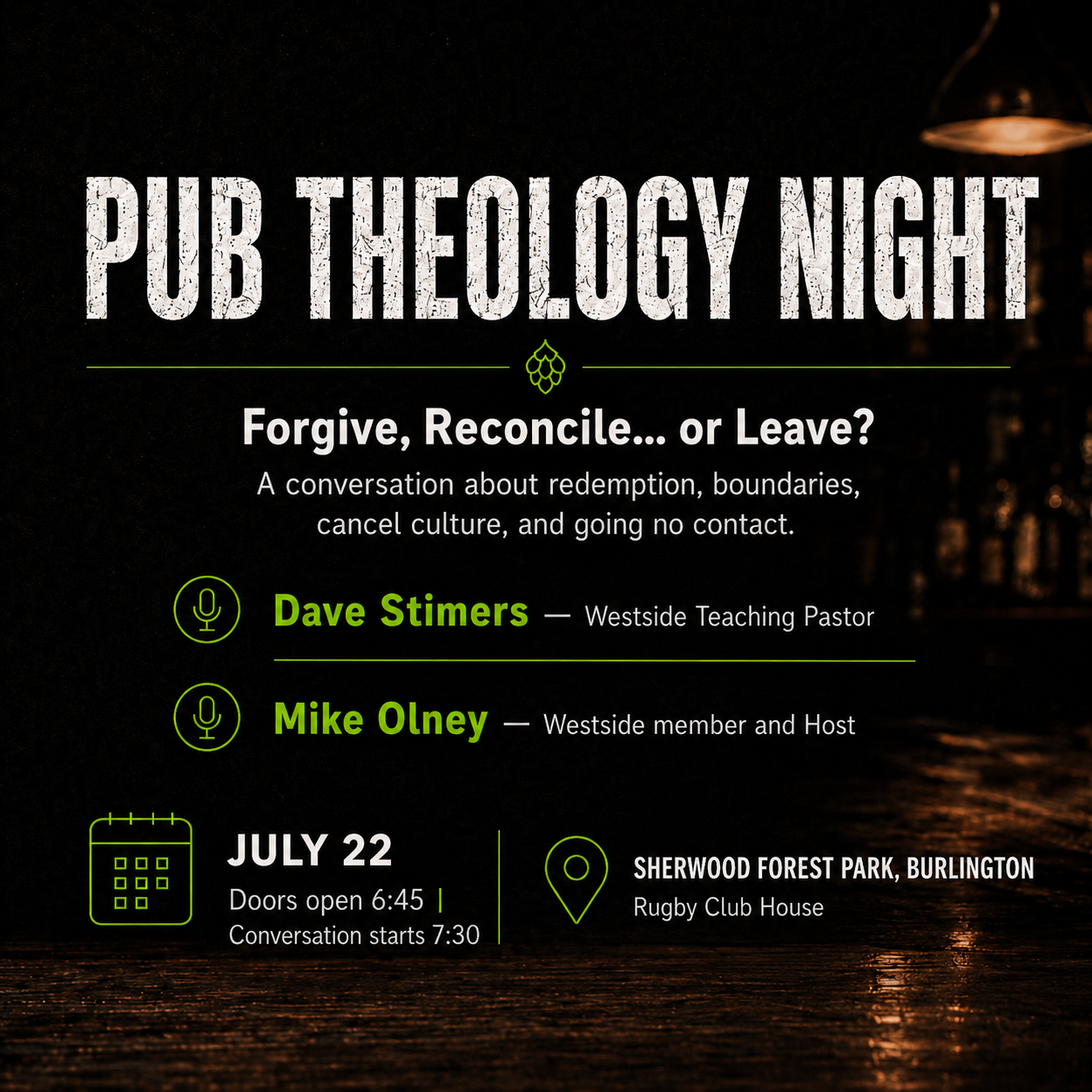 Pub Theology Night: Forgive, Reconcile... or Leave?