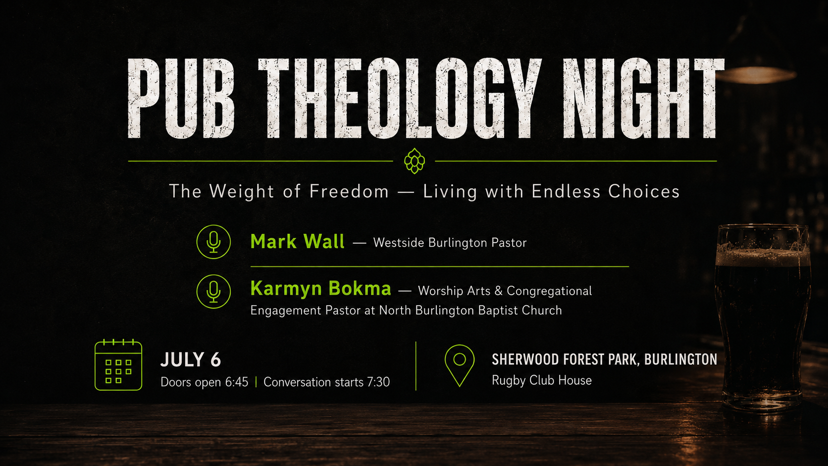 Pub Theology Night: The Weight of Freedom — Living with Endless Choices