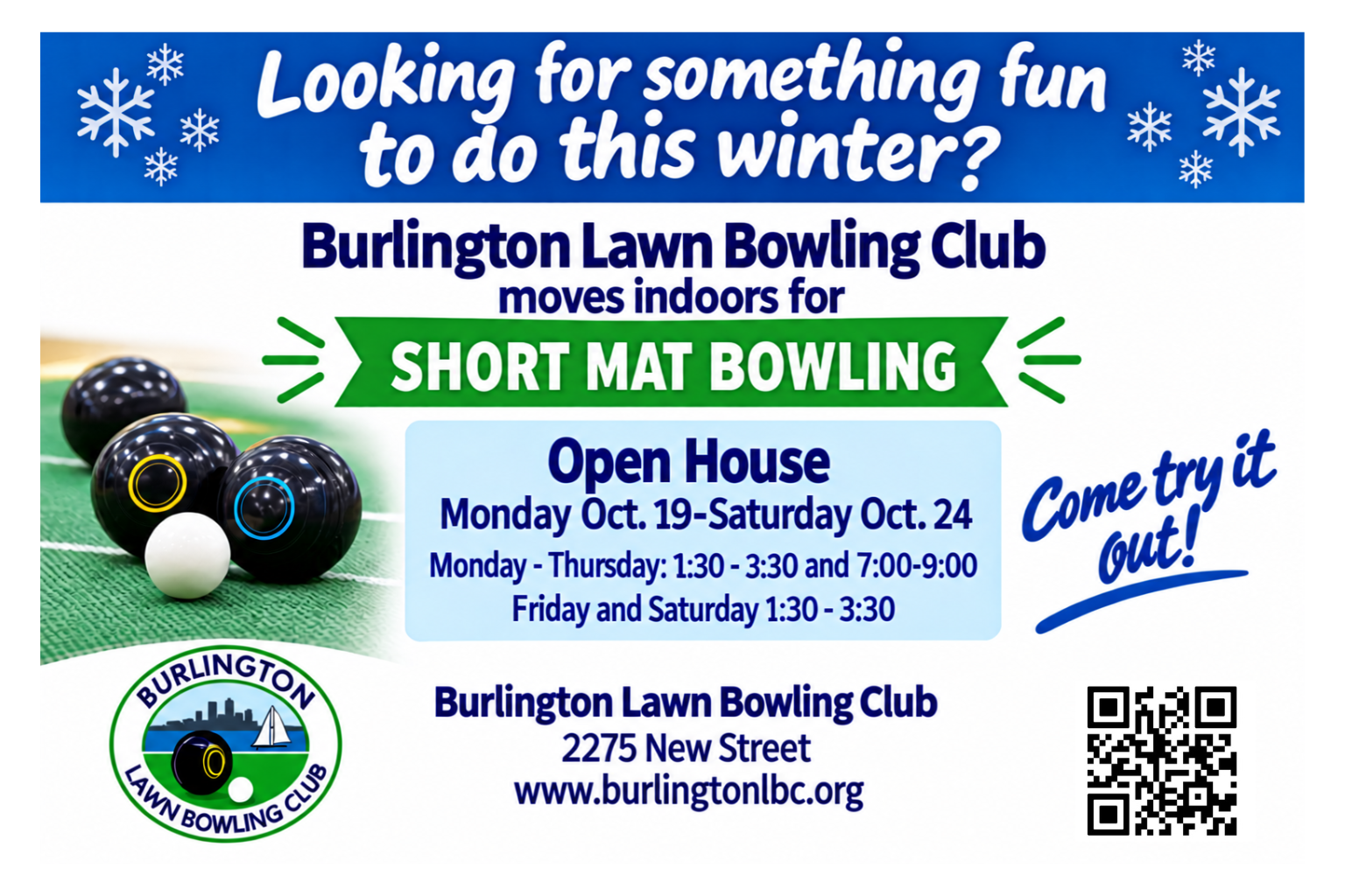 Burlington Lawn Bowling Club Short Mat Open House