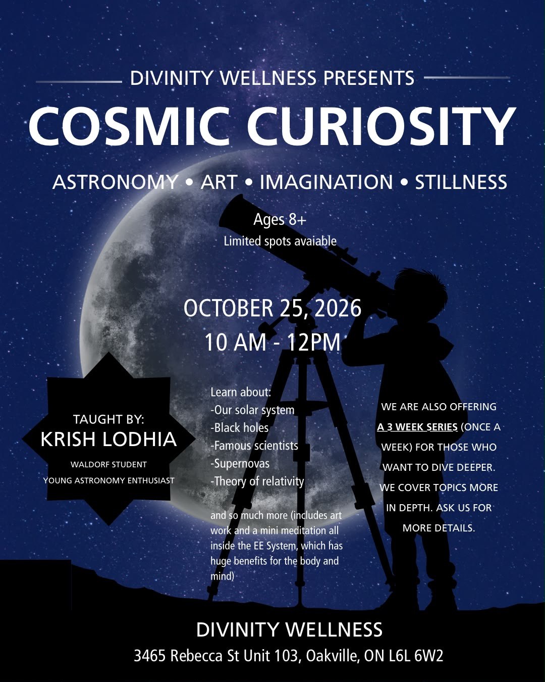 Cosmic Curiosity Kids Workshop: Astronomy, Art, Imagination & Stillness